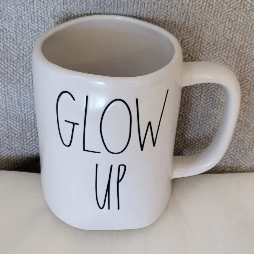 Rae Dunn Mug Glow Up Artisan Collection Ivory White Matte Coffee Cup